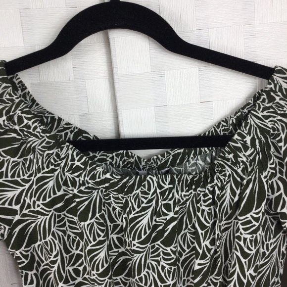 Express Off Shoulder Flowy Sage Green Romper, S - Picture 4 of 6